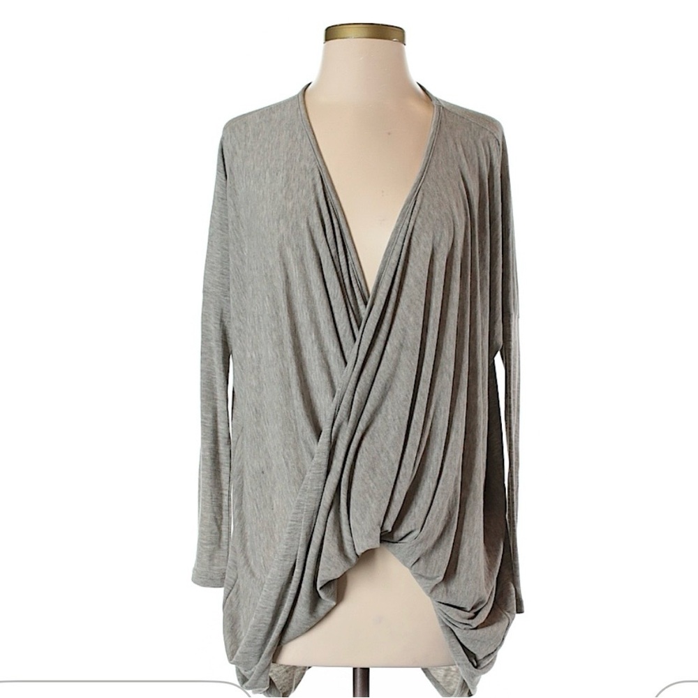 Bishop + Young | Anthropologie Gray Twist Front Top, Size XS